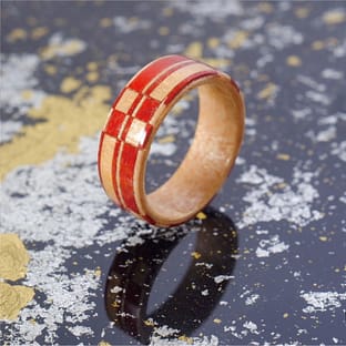 木のゆびわ 絢-aya- 市松【蘭】